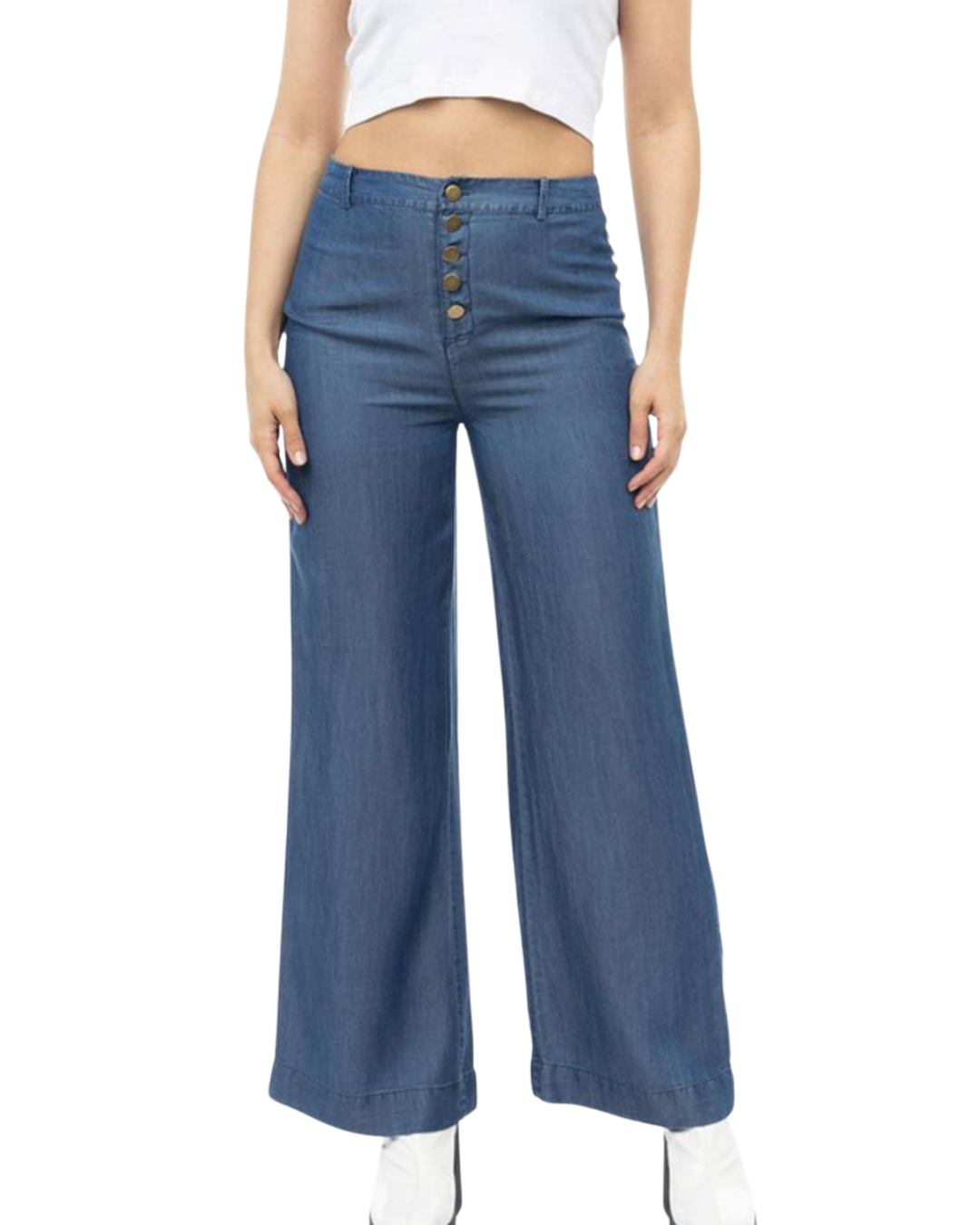 Pantalón jeans con botones frontal