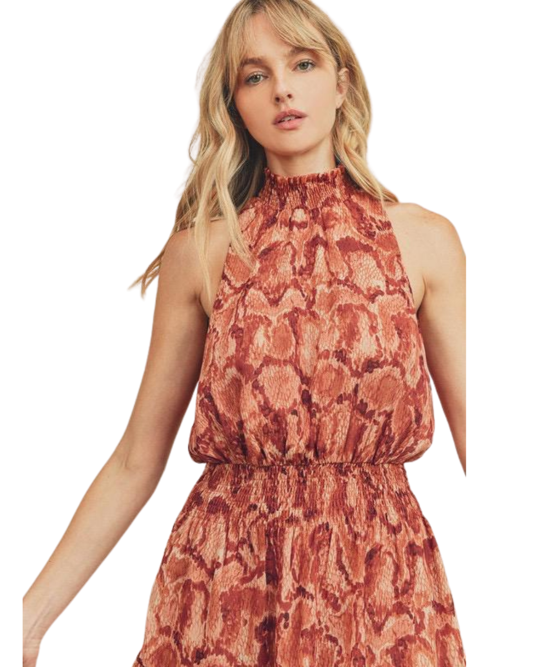 Vestido Cuello Halter con detalle print