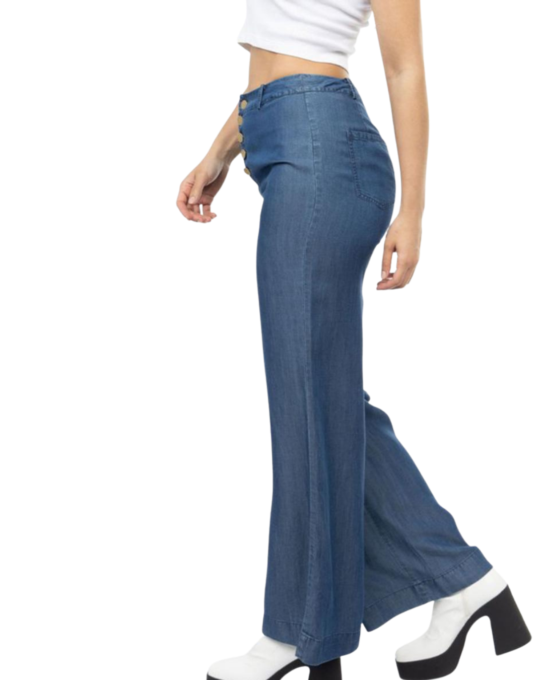 Pantalón jeans con botones frontal