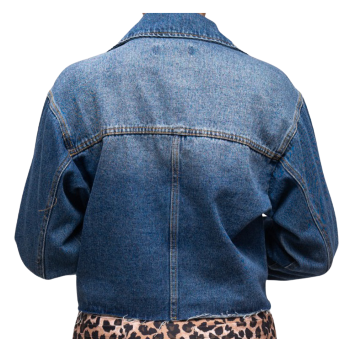 Jacket de mezclilla rasgado cintura