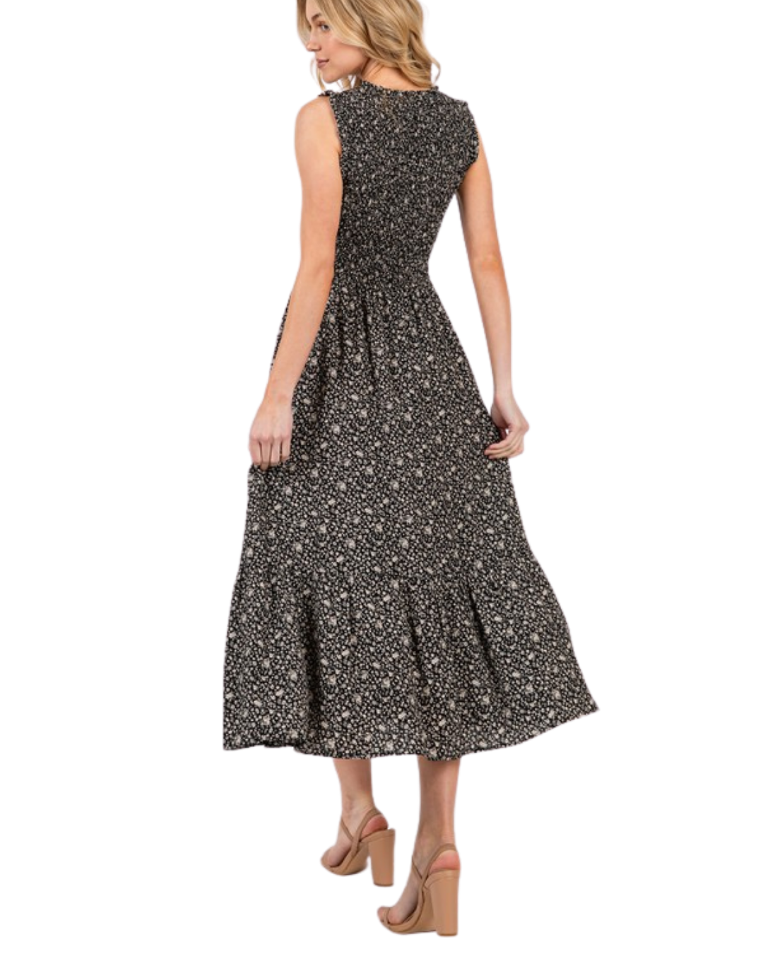 Vestido con smock corte A estampado floral