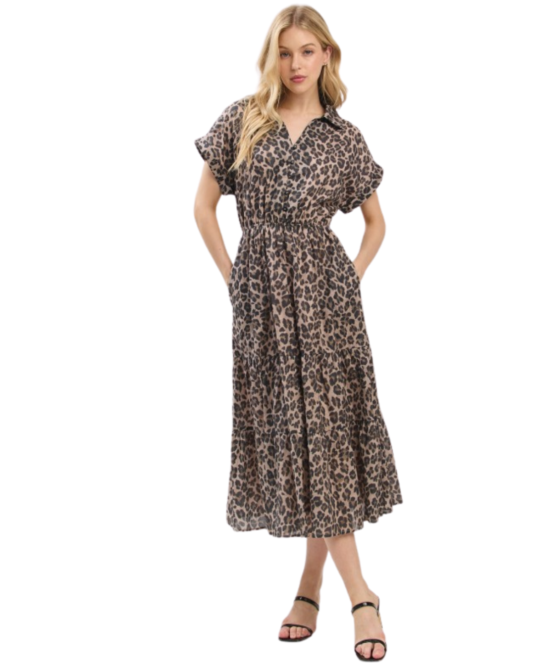 Vestido midi animal print