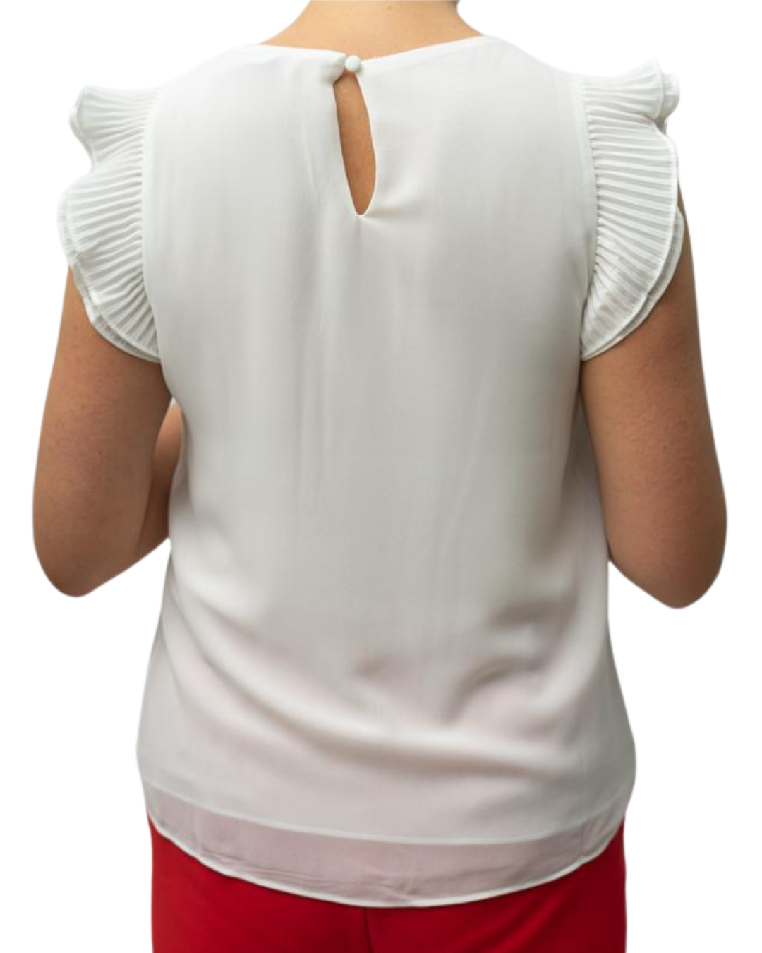 Blusa seda suave con detalles de volantes