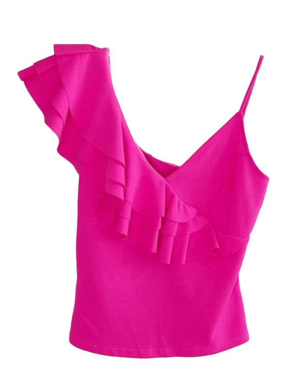 Blusa volantes con tirante lateral