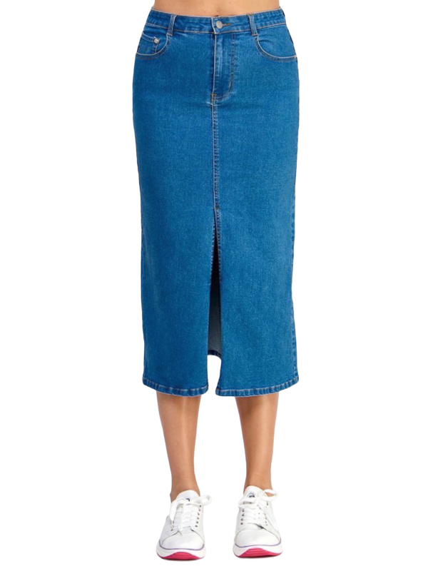 Falda denim midi