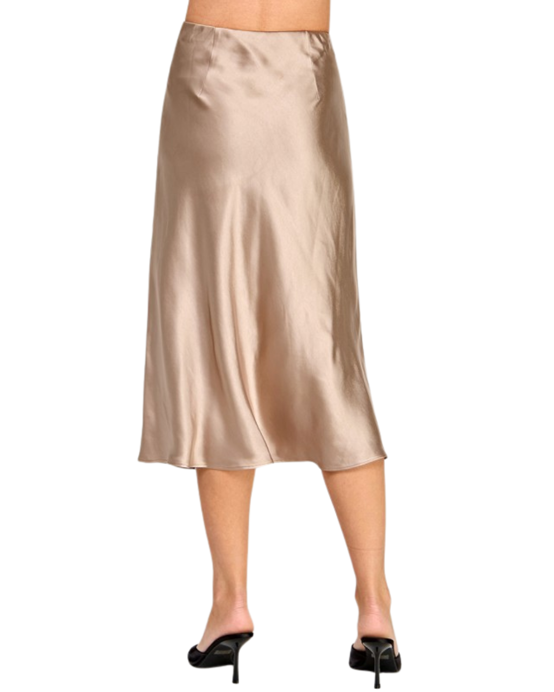 Falda beige dorada de seda