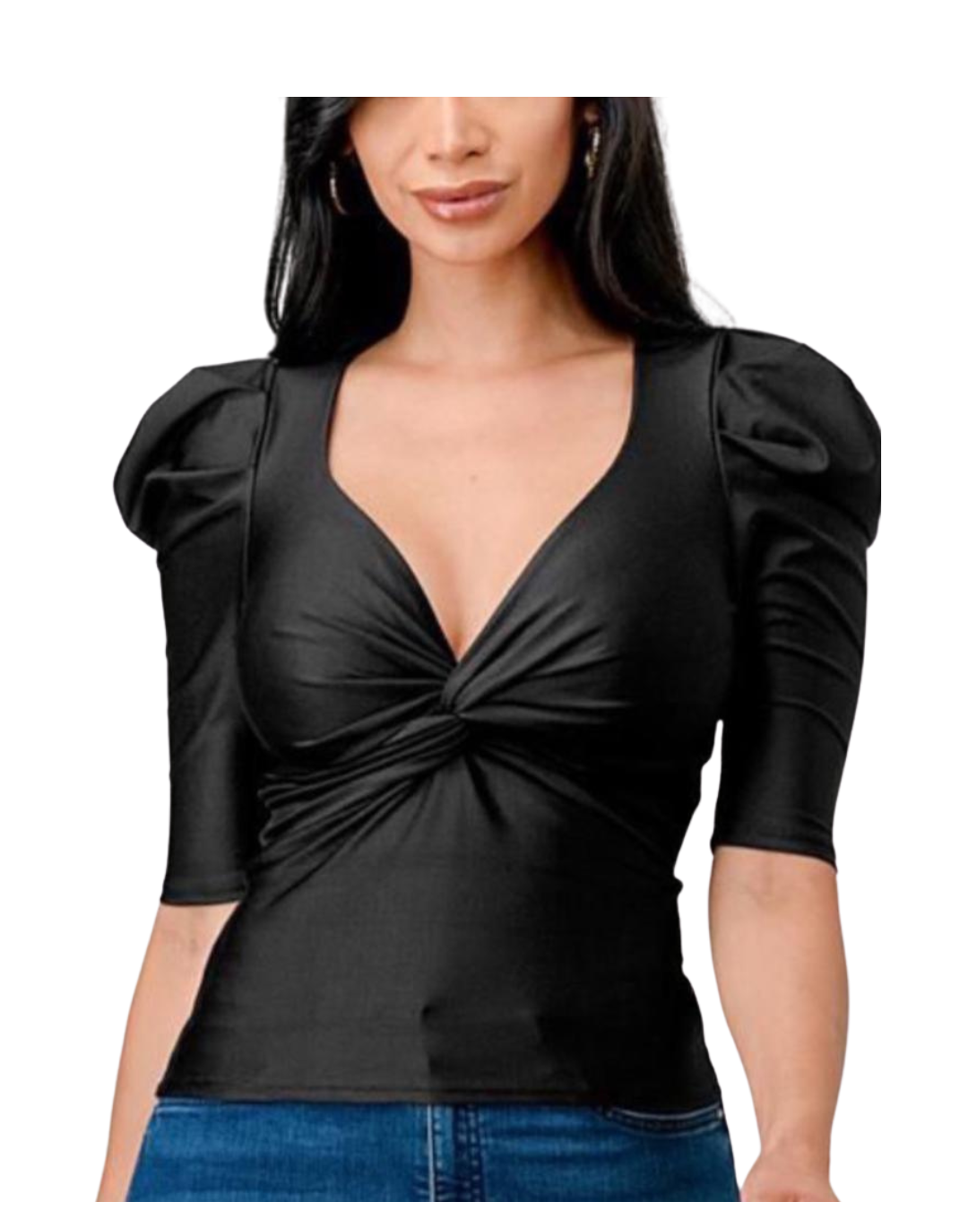 Blusa manga bombacha negra