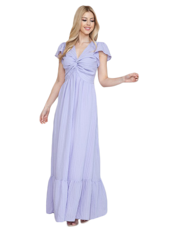 Maxi dress con manga y repujado en busto
