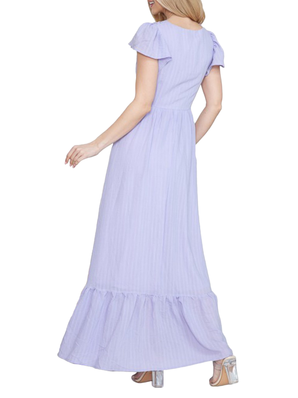 Maxi dress con manga y repujado en busto