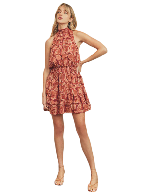 Vestido Cuello Halter con detalle print