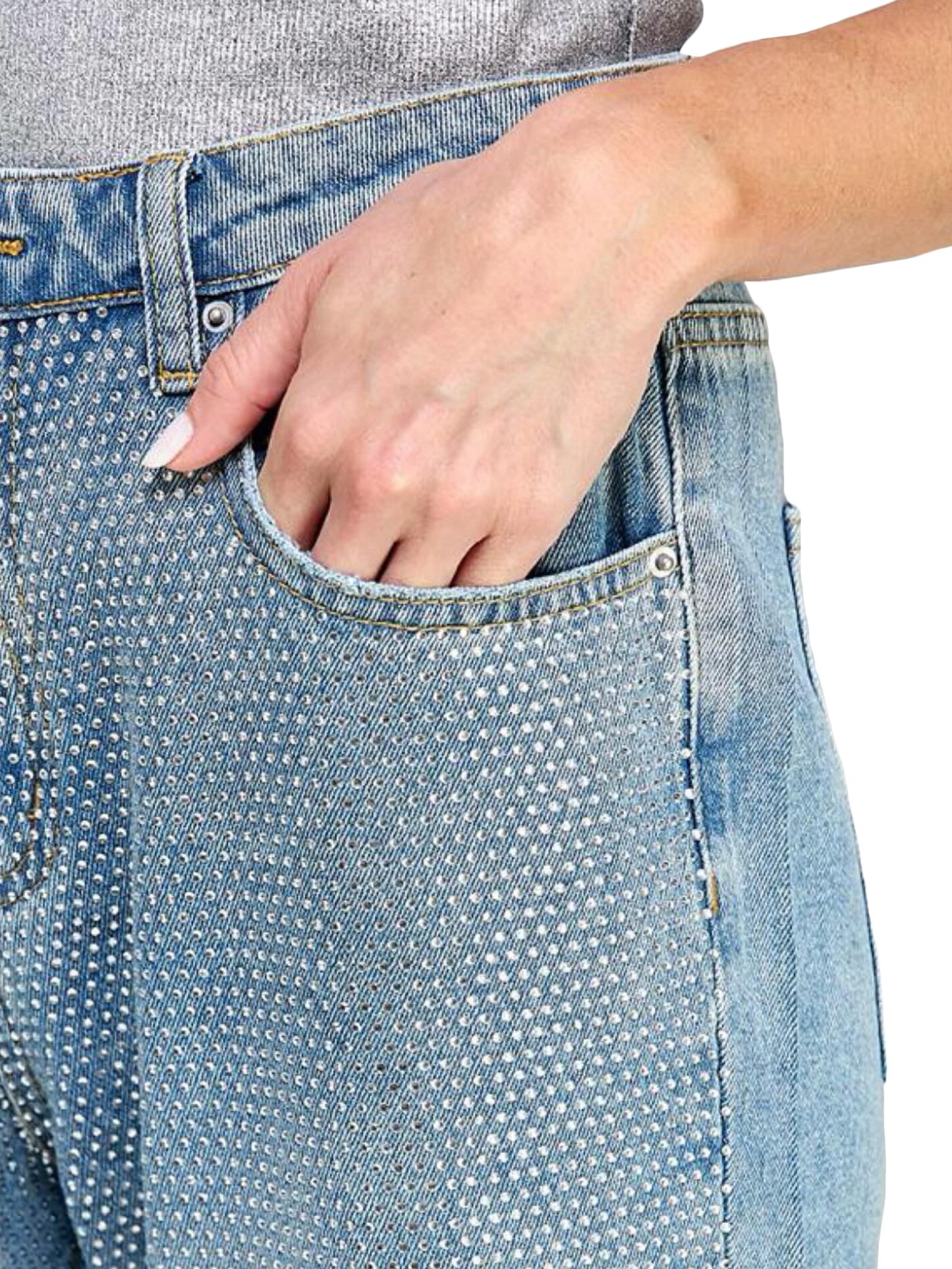 Jeans con desteños brillantes