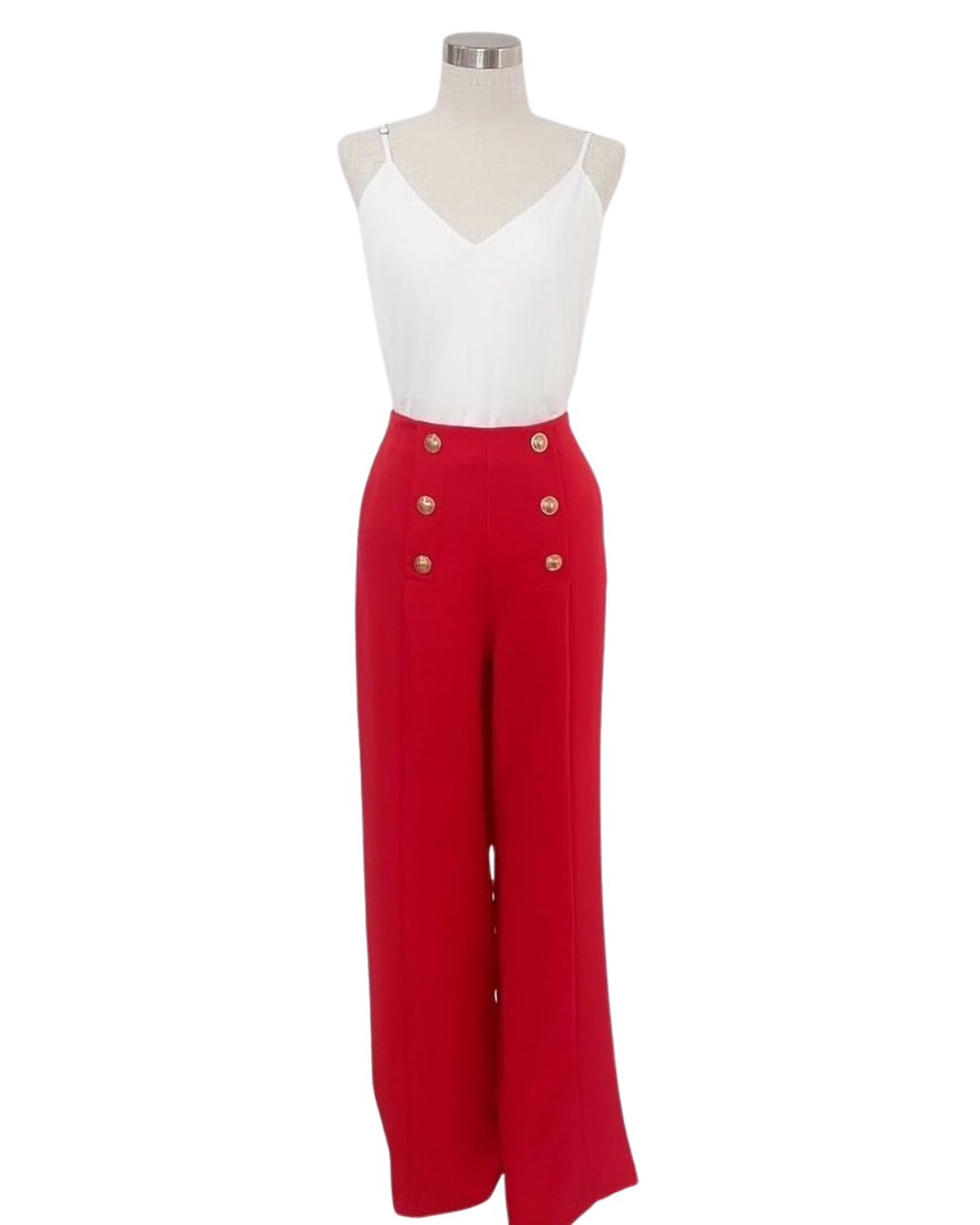 Pantalón con botones y zipper trasero.