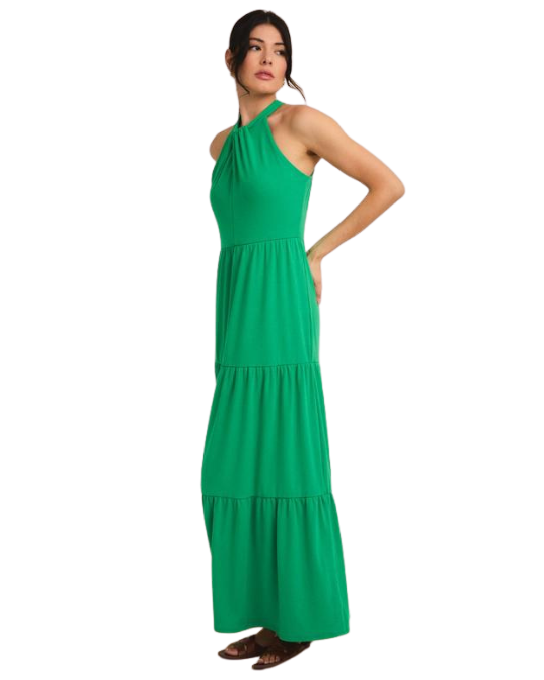Vestido verde cuello Halter