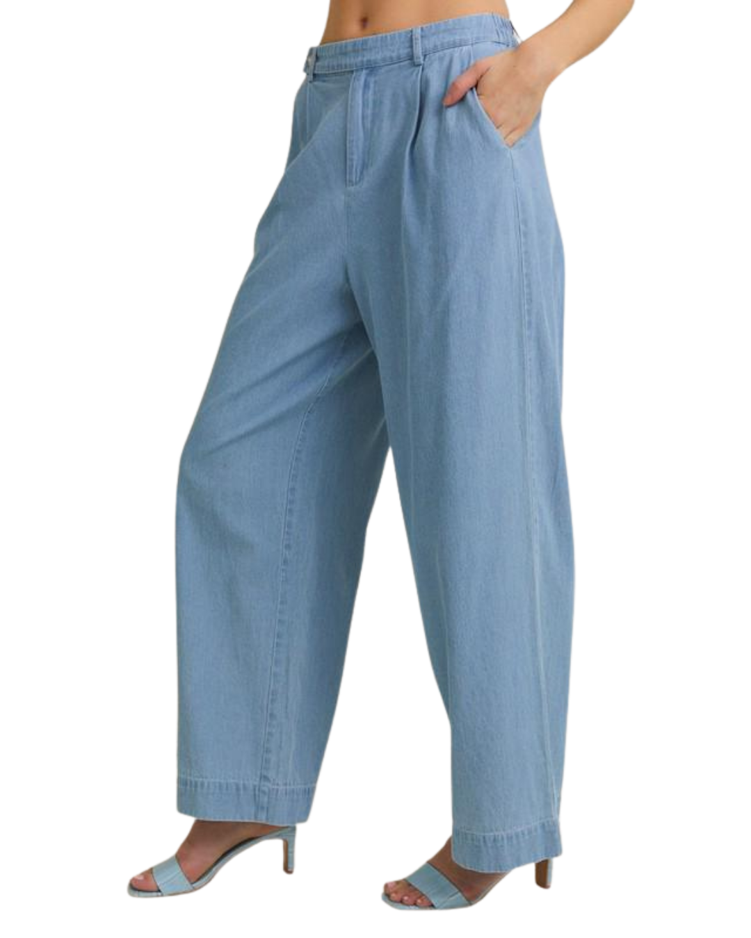 Jeans algodón con botón frontal