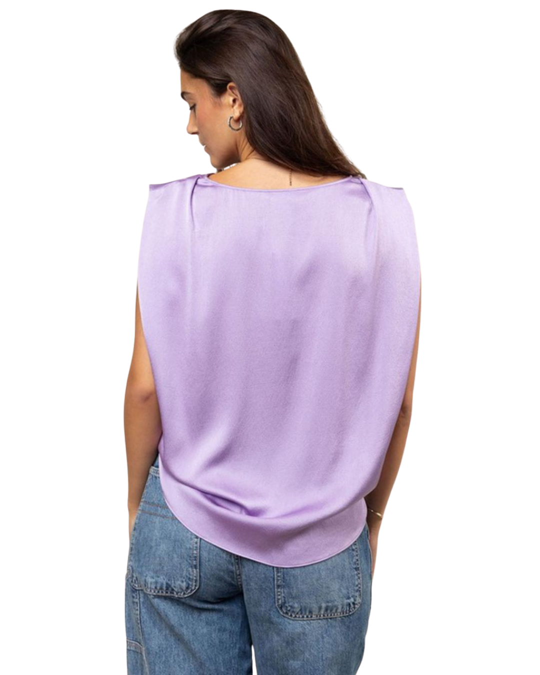 Blusa seda sin manga con caída ligera