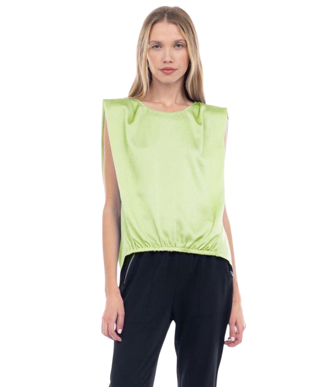 Blusa seda sin manga con caída ligera