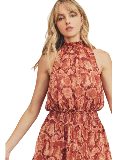 Vestido Cuello Halter con detalle print