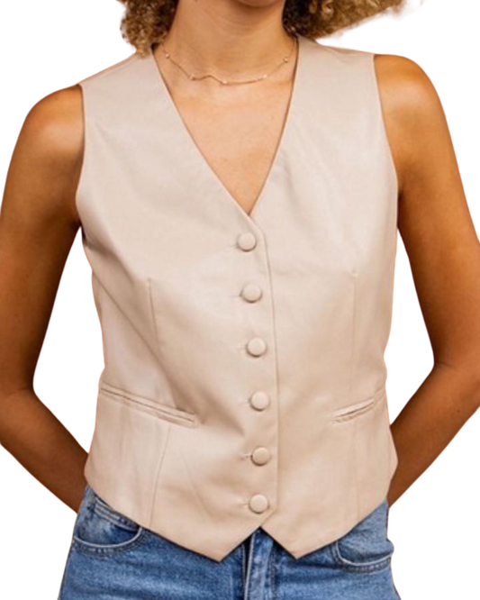 Blazer cuerina tipo chaleco