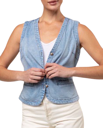 Chaleco con botones de mezclilla suave