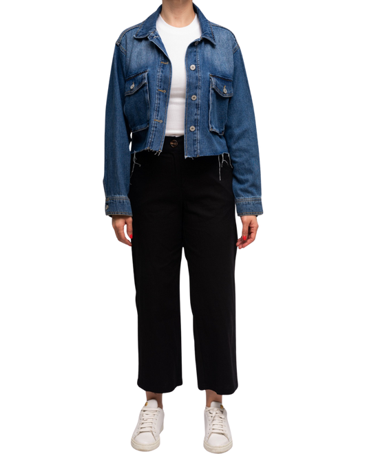 Jacket de mezclilla rasgado cintura