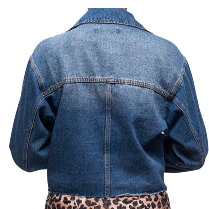 Jacket de mezclilla rasgado cintura