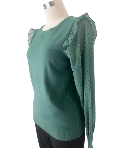 Blusa tipo sweater con tejido en mangas