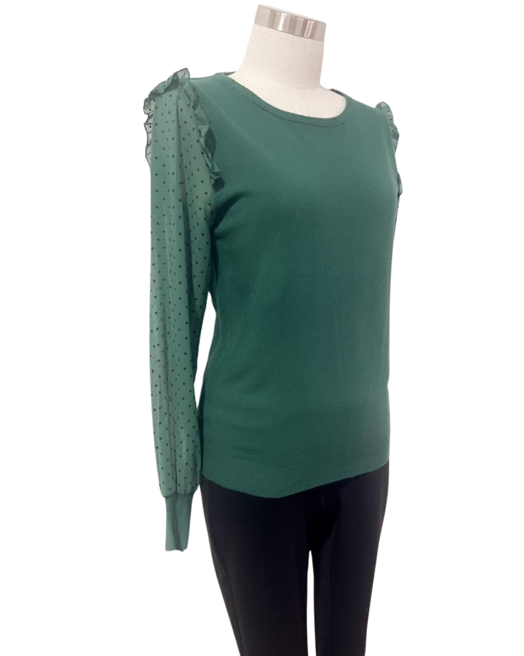 Blusa tipo sweater con tejido en mangas