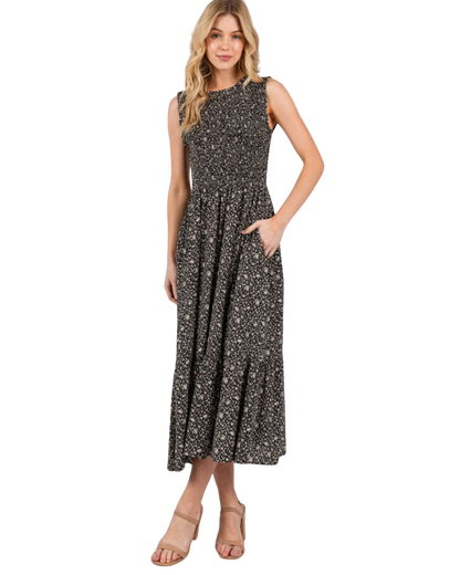 Vestido con smock corte A estampado floral