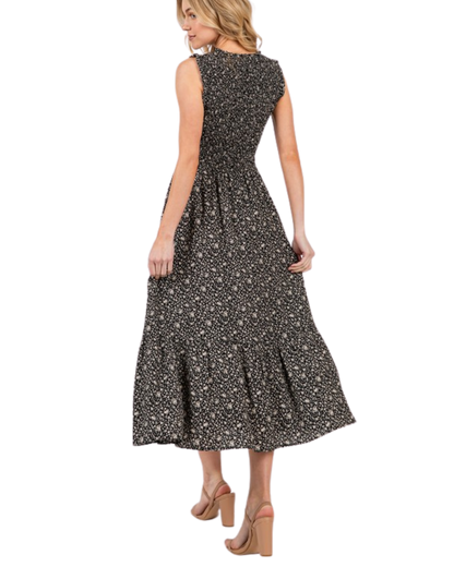 Vestido con smock corte A estampado floral