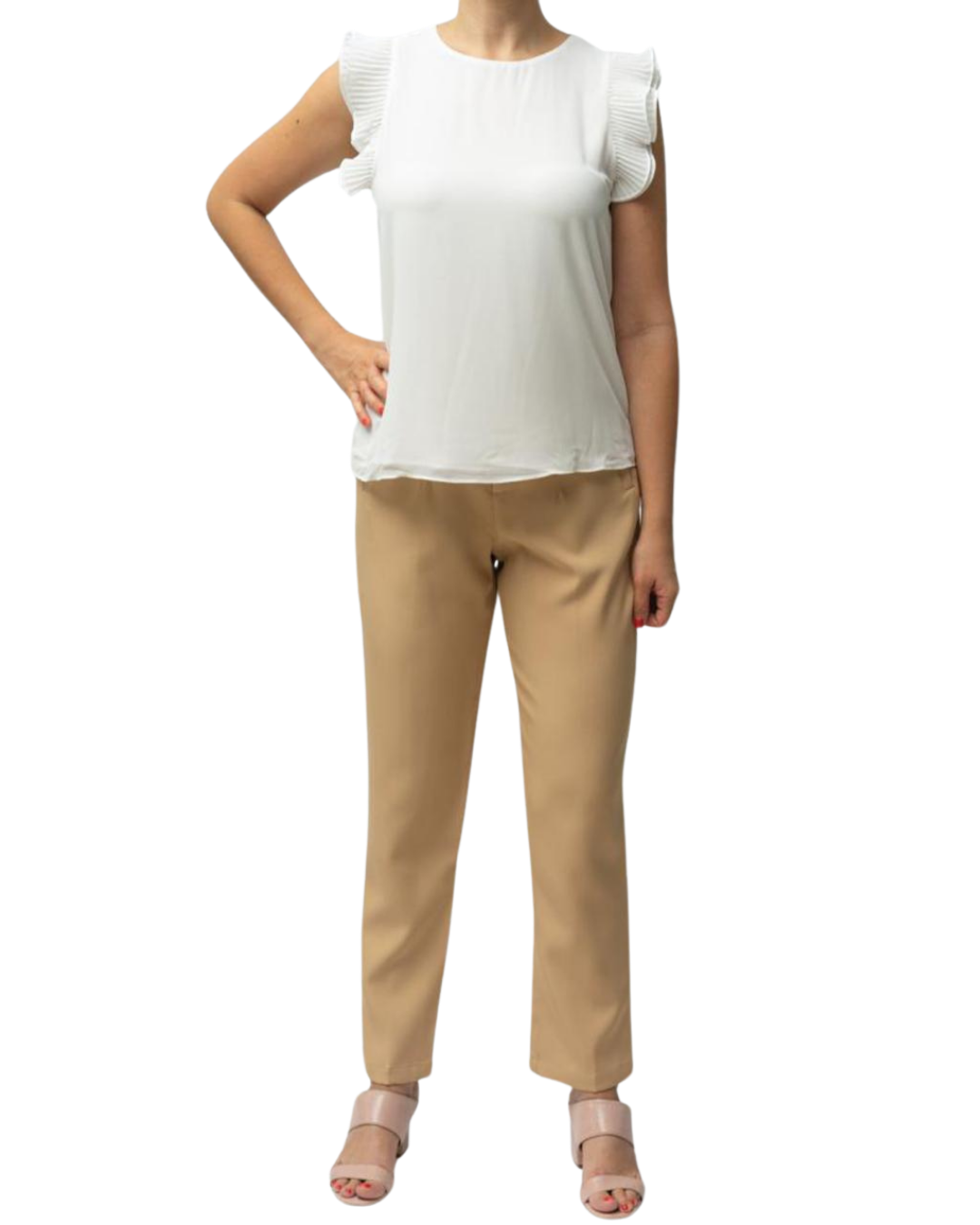 Blusa seda suave con detalles de volantes