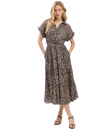 Vestido midi animal print