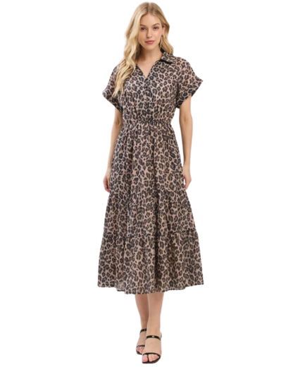 Vestido midi animal print