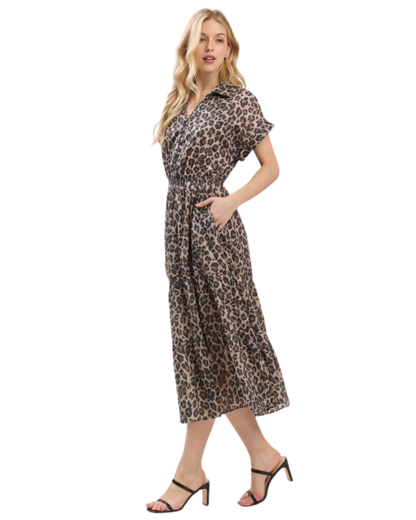 Vestido midi animal print