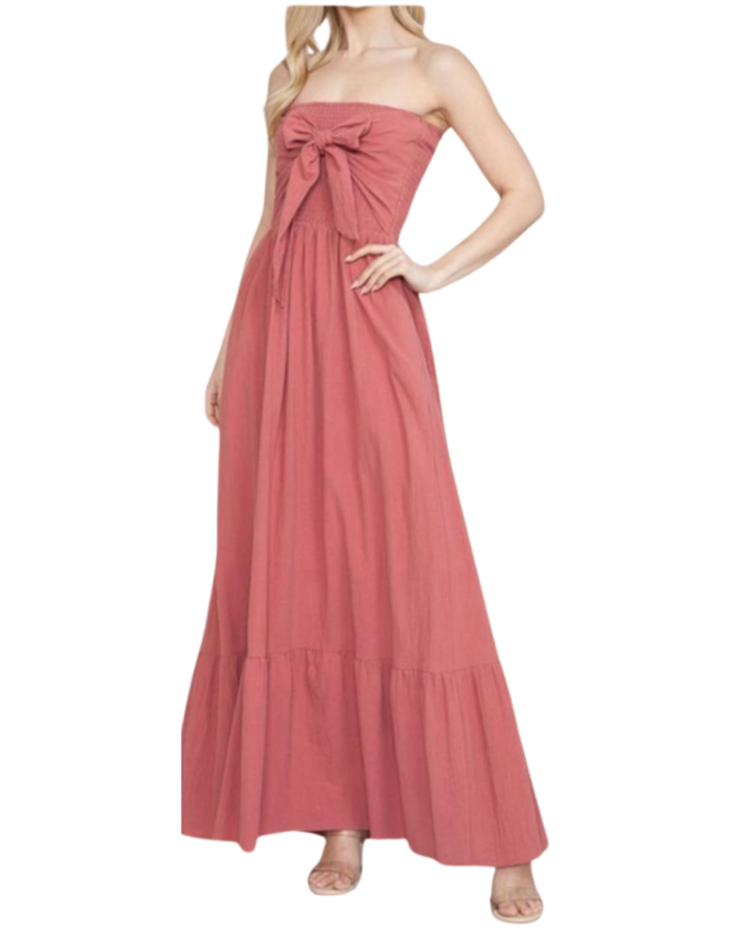 Vestido maxi con lazo frontal