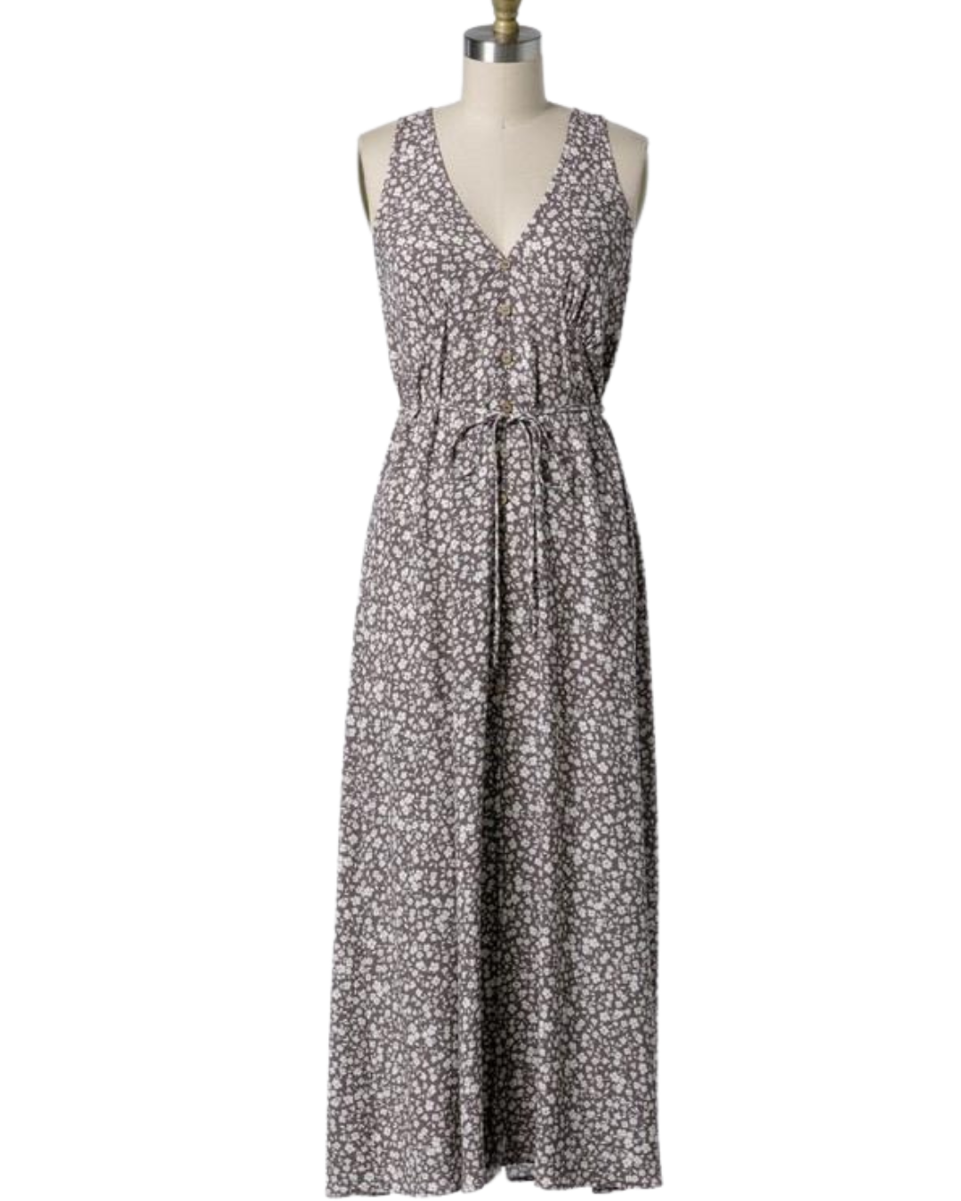 Vestido Floral café con blanco