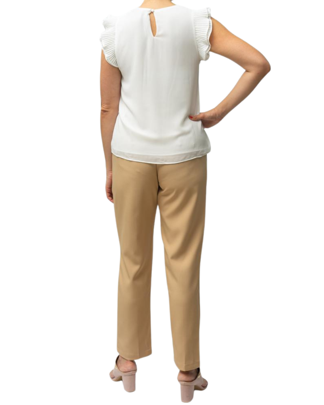 Blusa seda suave con detalles de volantes