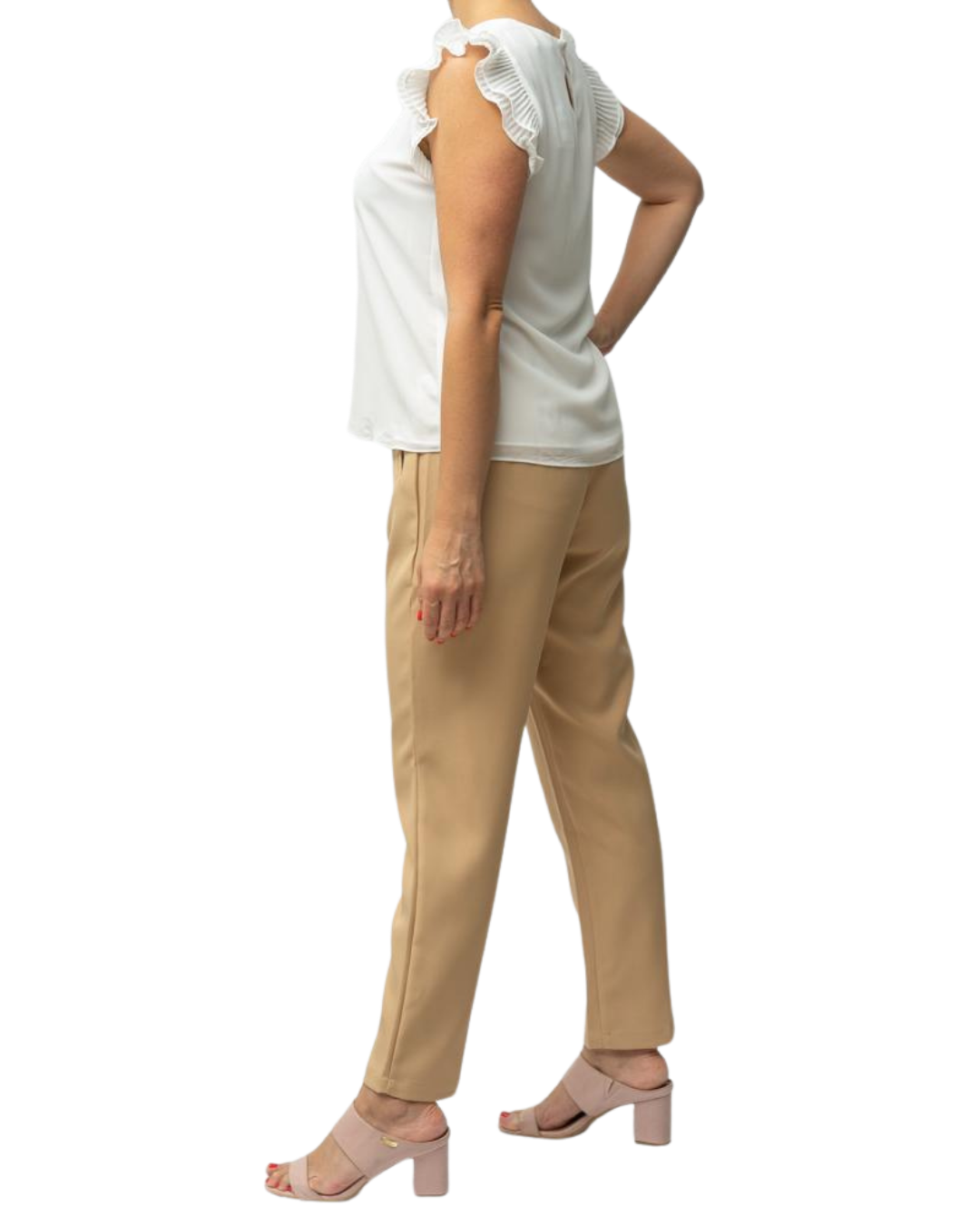 Blusa seda suave con detalles de volantes