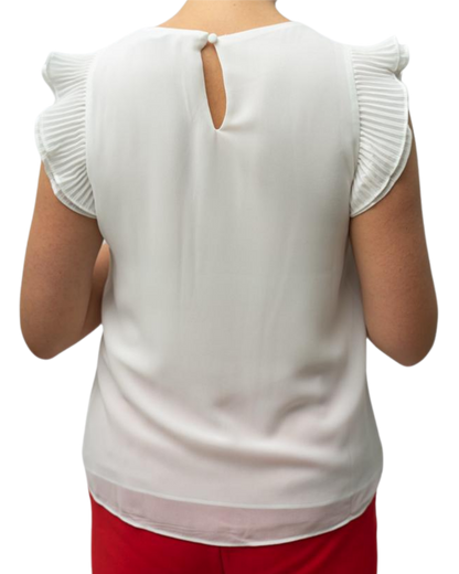 Blusa seda suave con detalles de volantes