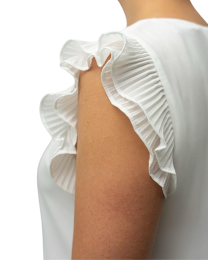 Blusa seda suave con detalles de volantes