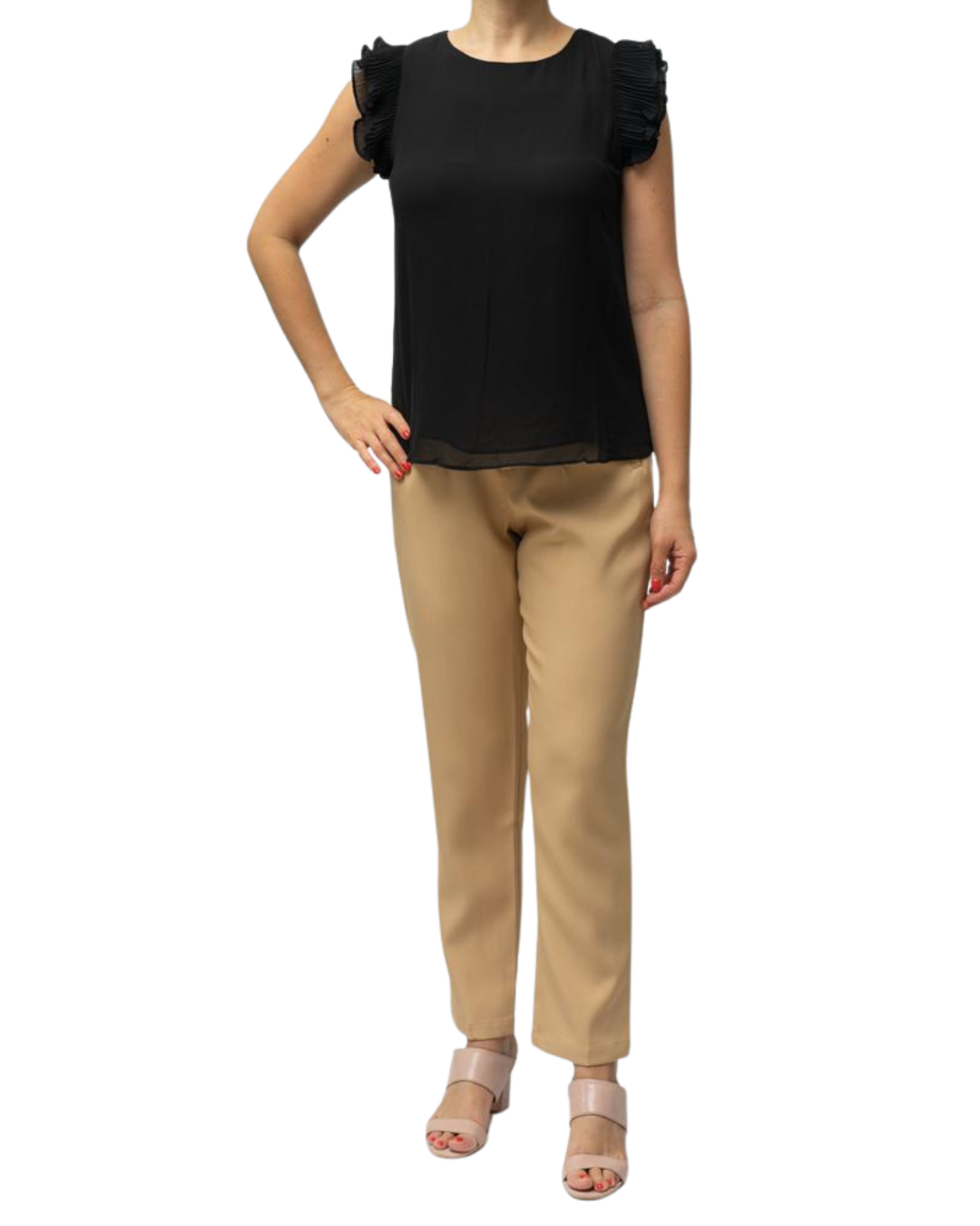 Blusa seda suave con detalles de volantes