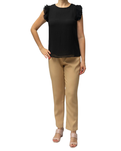 Blusa seda suave con detalles de volantes