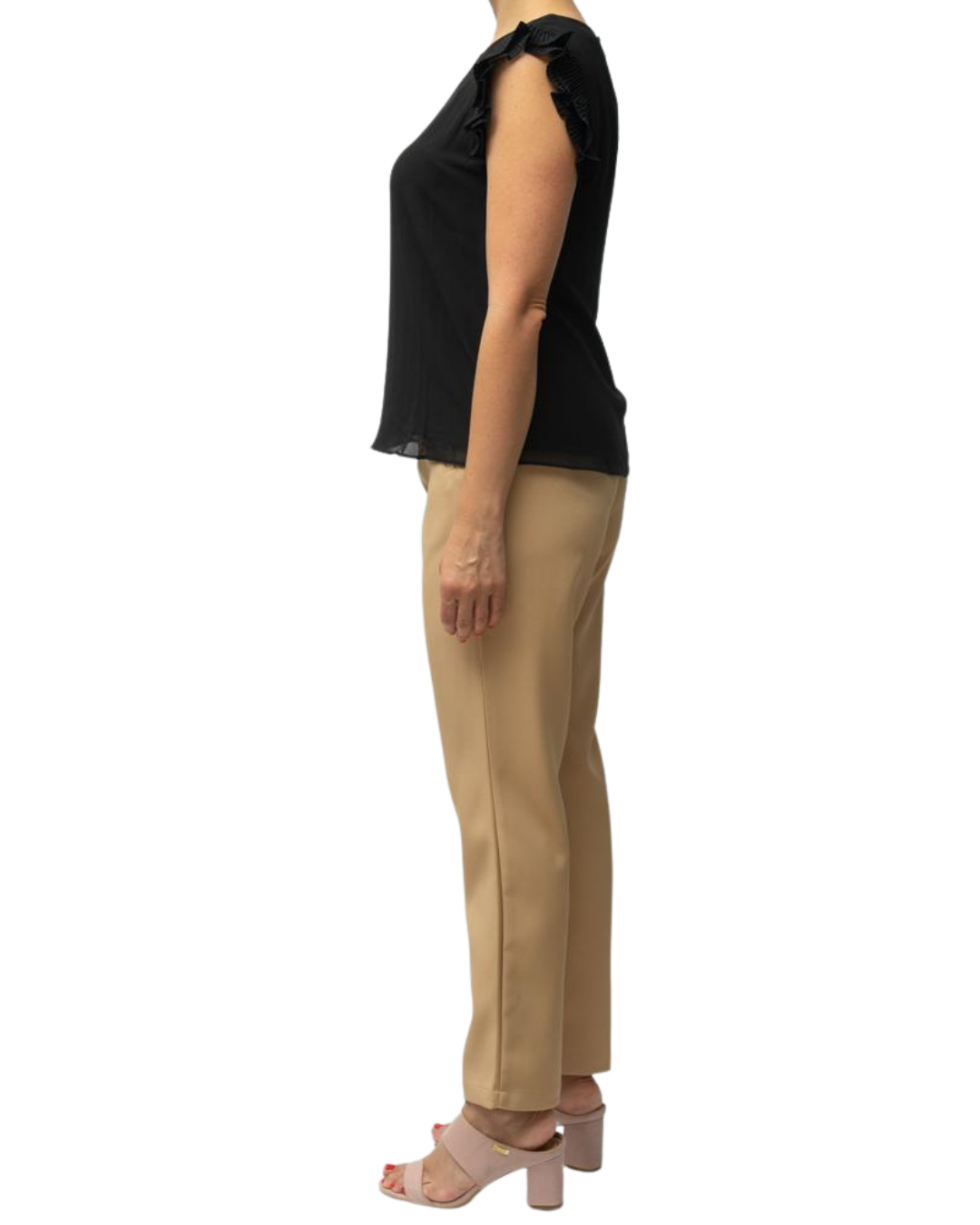 Blusa seda suave con detalles de volantes