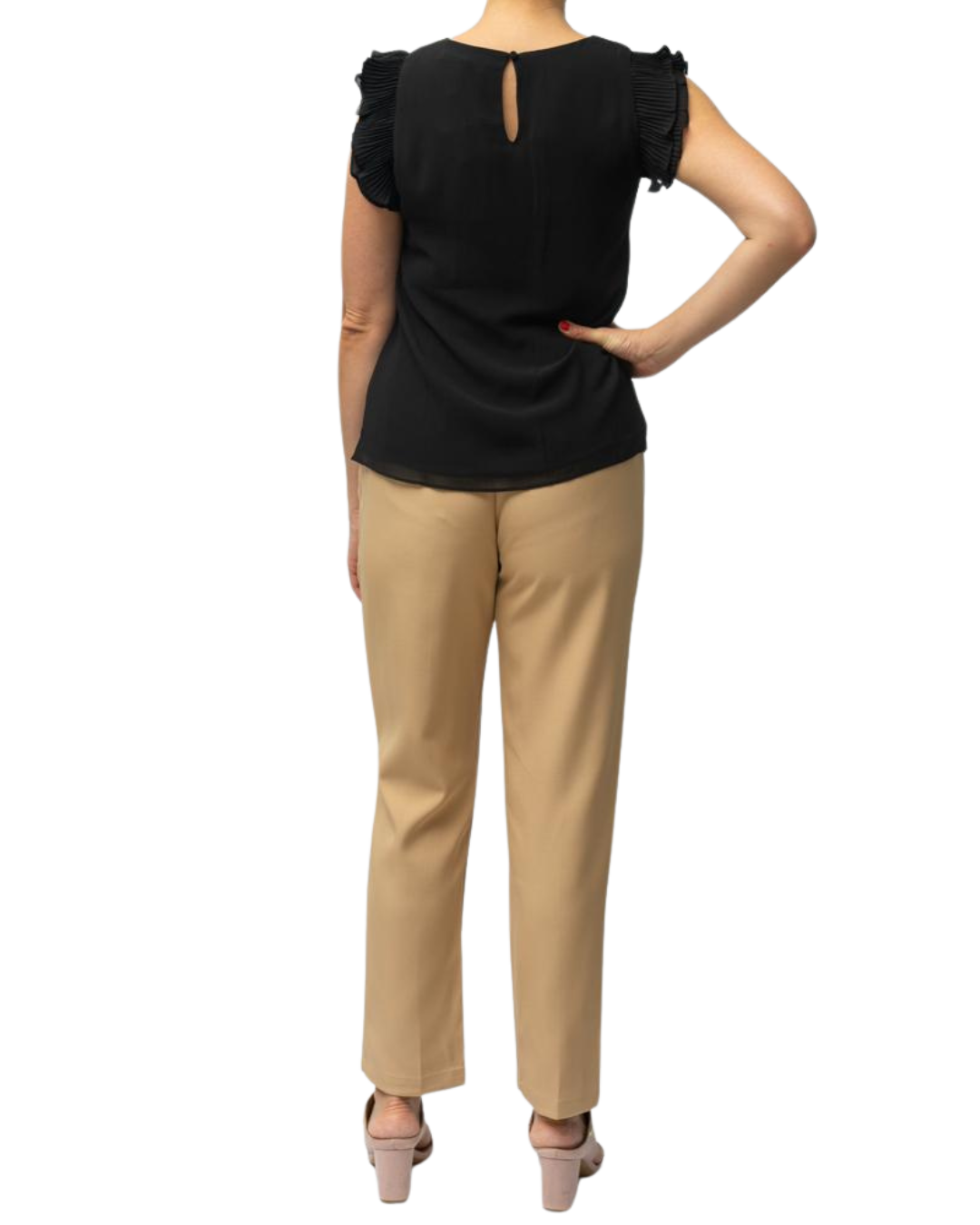 Blusa seda suave con detalles de volantes