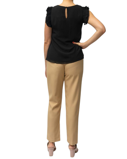 Blusa seda suave con detalles de volantes