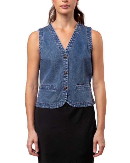 Chaleco con botones de mezclilla suave