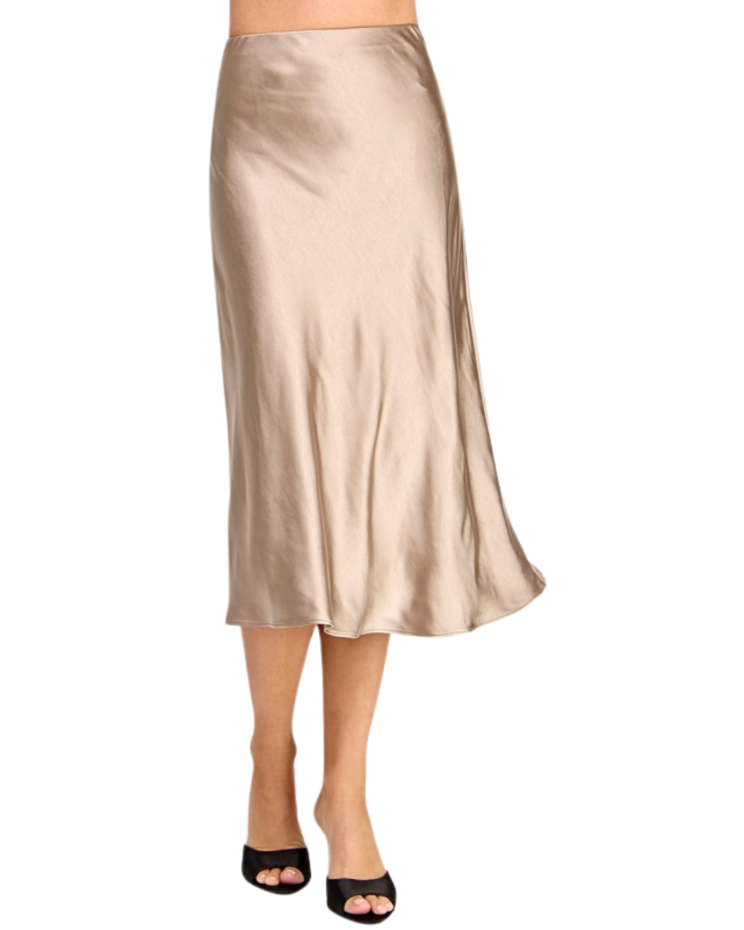 Falda beige dorada de seda