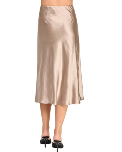 Falda beige dorada de seda
