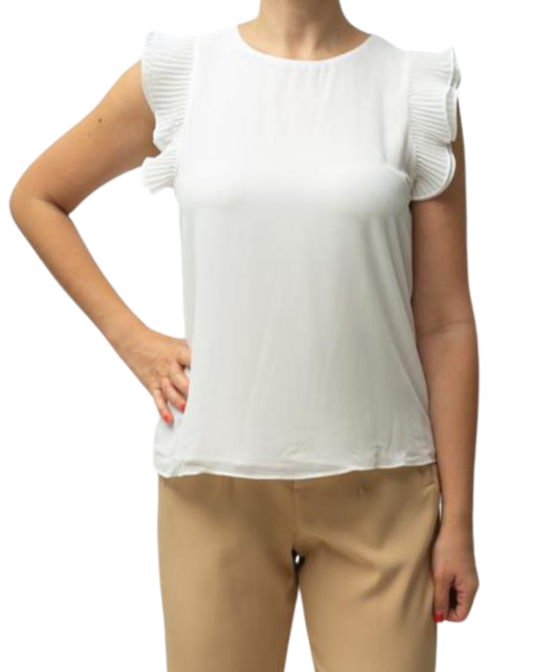 Blusa seda suave con detalles de volantes