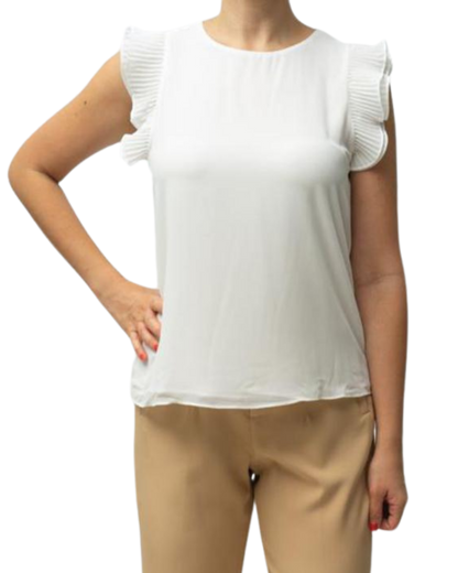 Blusa seda suave con detalles de volantes