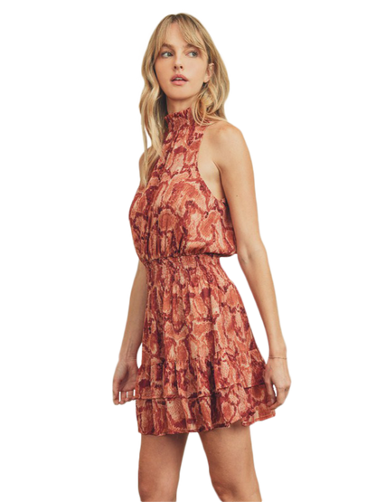 Vestido Cuello Halter con detalle print